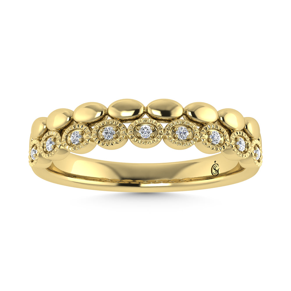 Diamante de oro amarillo de 14 quilates de 1/20 quilates total. Banda apilable