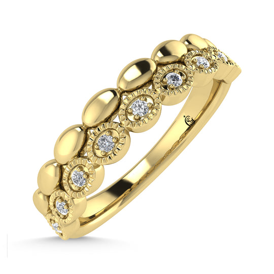 Diamante de oro amarillo de 14 quilates de 1/20 quilates total. Banda apilable