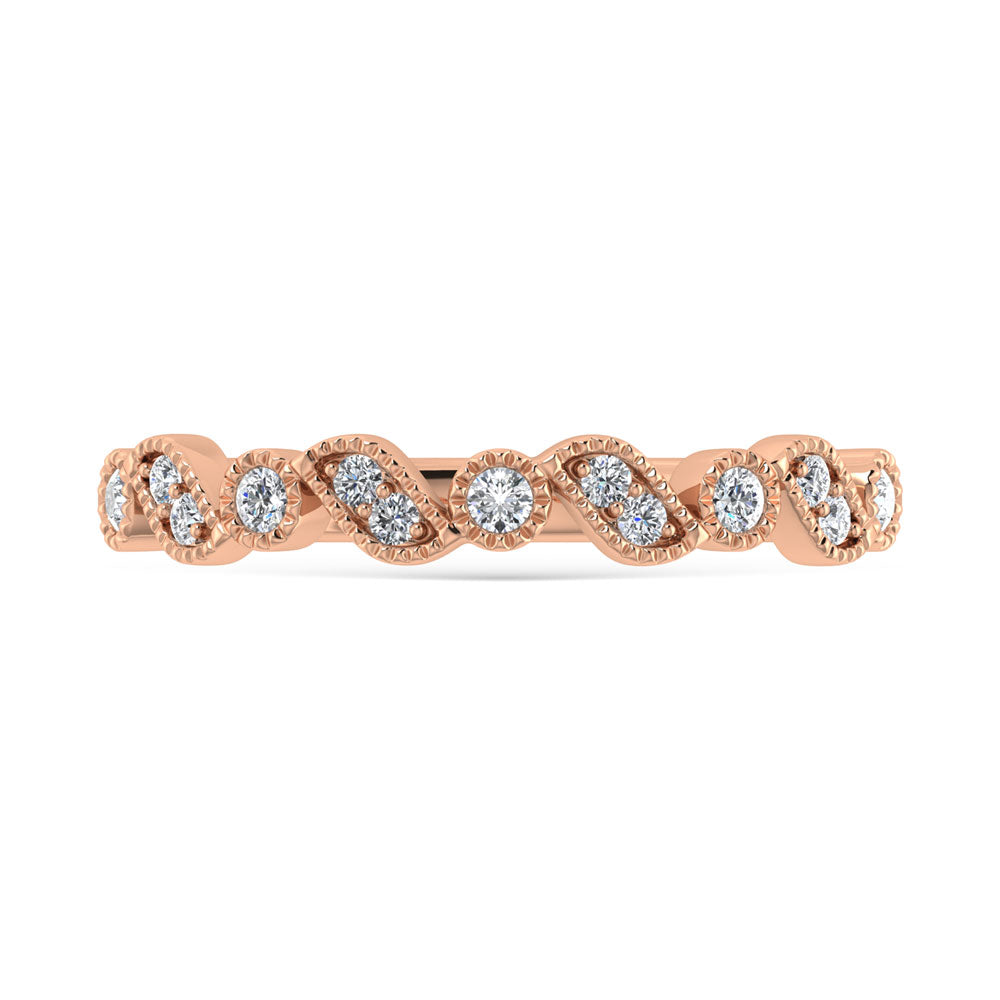 Diamante en oro rosa de 14 quilates de 1/8 qt. total Banda apilable