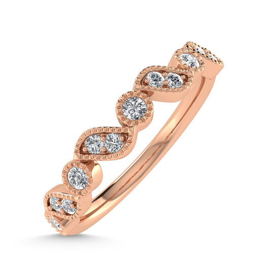 Diamante en oro rosa de 14 quilates de 1/8 qt. total Banda apilable