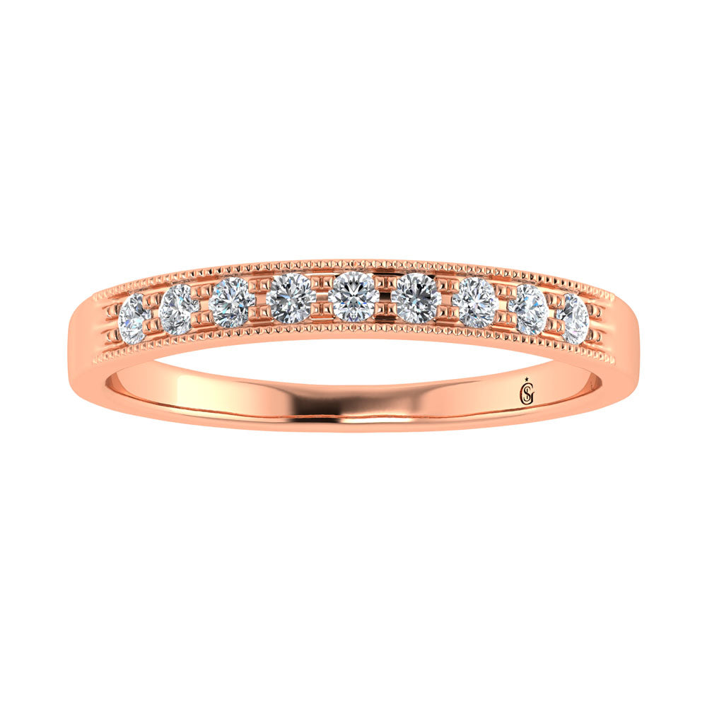 1/4 ct. 14K Rose Gold Diamond Two. Men's Machine Band