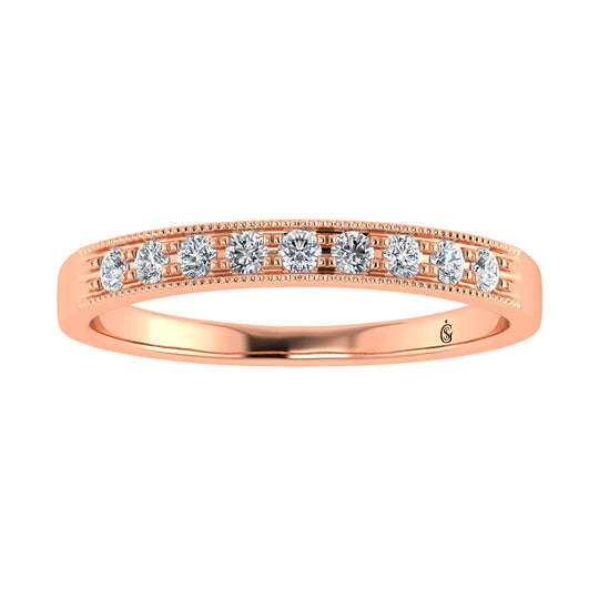 1/4 ct. 14K Rose Gold Diamond Two. Men's Machine Band