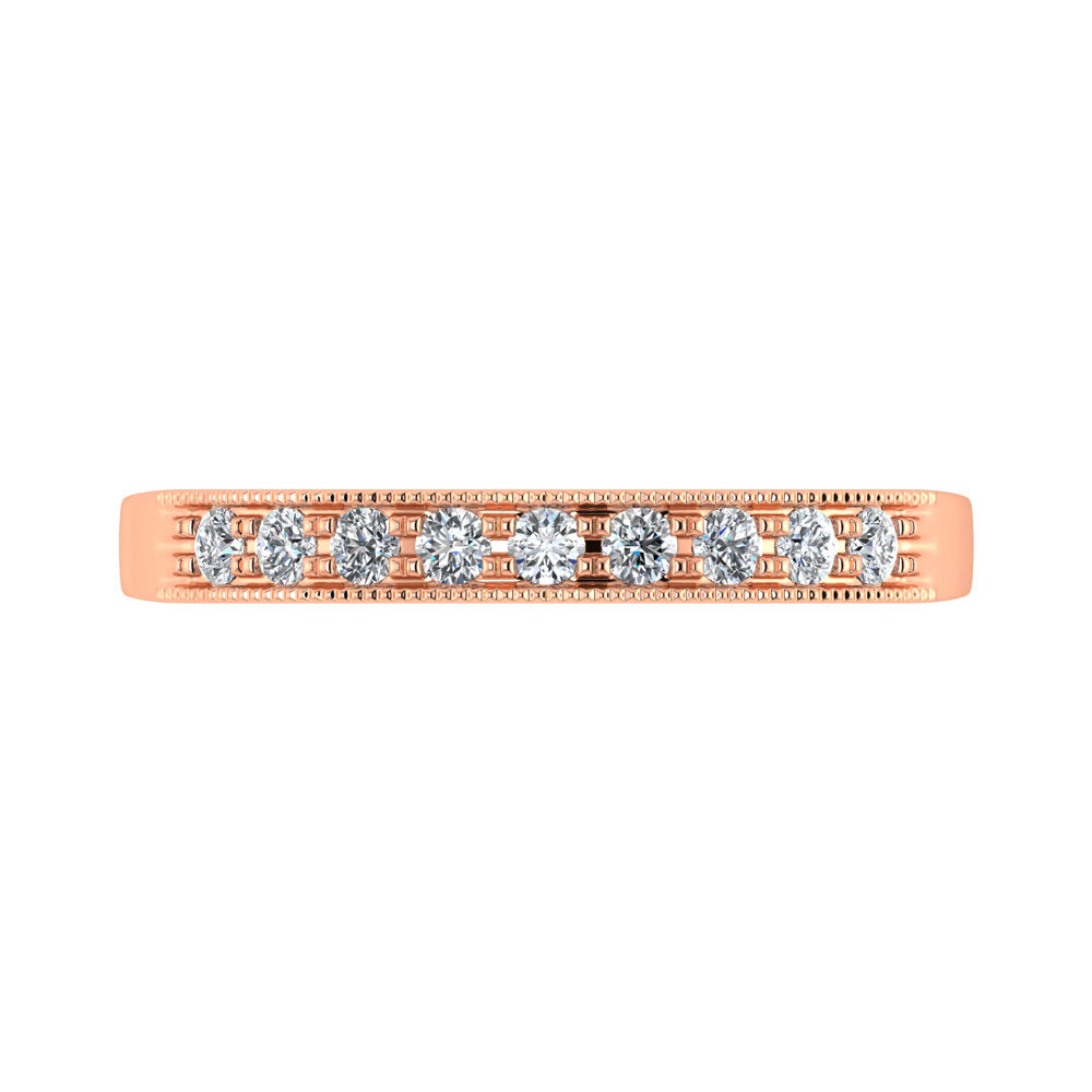 1/4 ct. 14K Rose Gold Diamond Two. Men's Machine Band