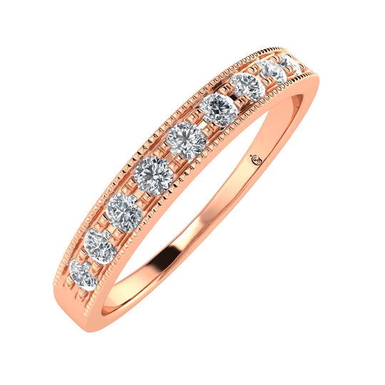 1/4 ct. 14K Rose Gold Diamond Two. Men's Machine Band