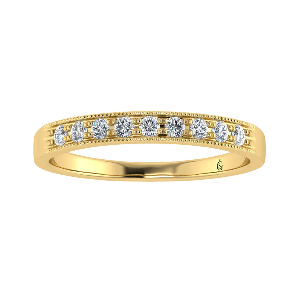 Diamante de oro amarillo de 14 quilates de 1/4 qt. Dos. Banda de m√°quina para hombre