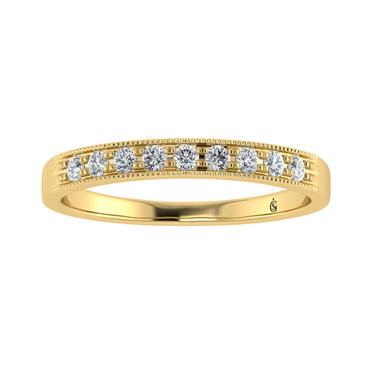 Diamante de oro amarillo de 14 quilates de 1/4 qt. Dos. Banda de m√°quina para hombre