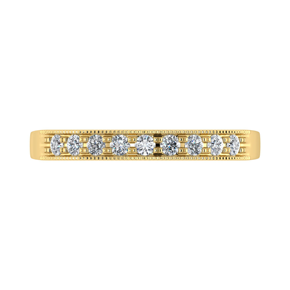 Diamante de oro amarillo de 14 quilates de 1/4 qt. Dos. Banda de m√°quina para hombre