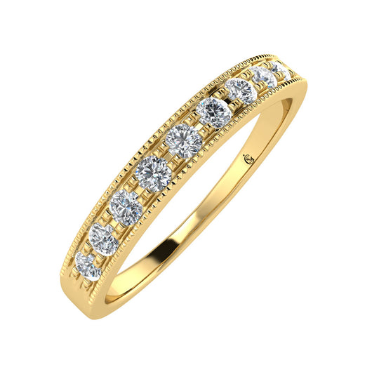 Diamante de oro amarillo de 14 quilates de 1/4 qt. Dos. Banda de m√°quina para hombre