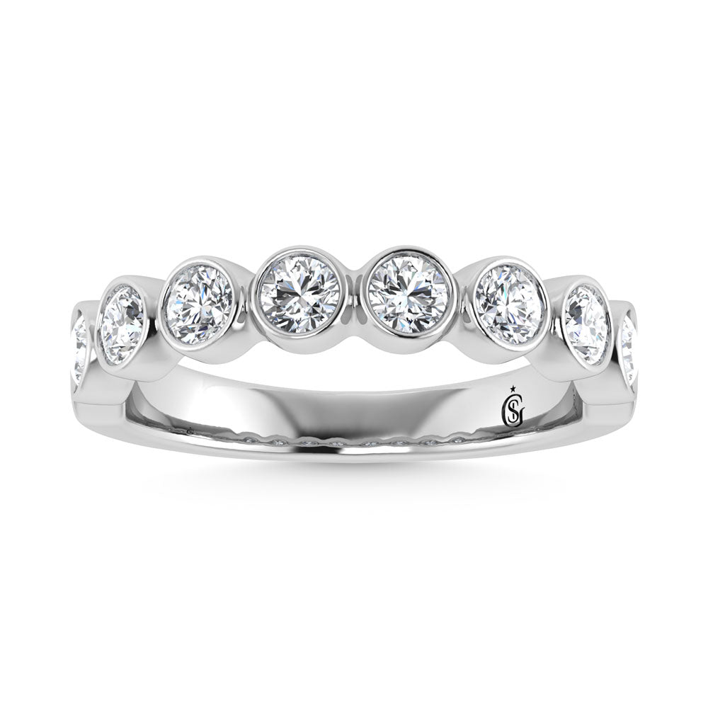 Diamante de oro blanco de 14 quilates de 1 quilate. Dos. Banda de m√°quina para hombre