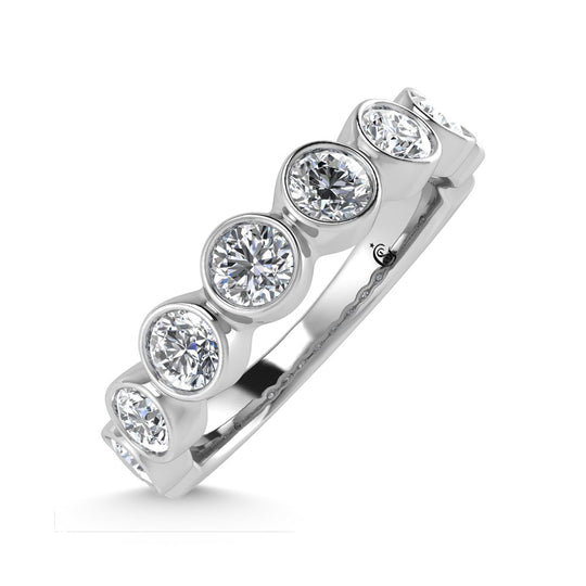 Diamante de oro blanco de 14 quilates de 1 quilate. Dos. Banda de m√°quina para hombre