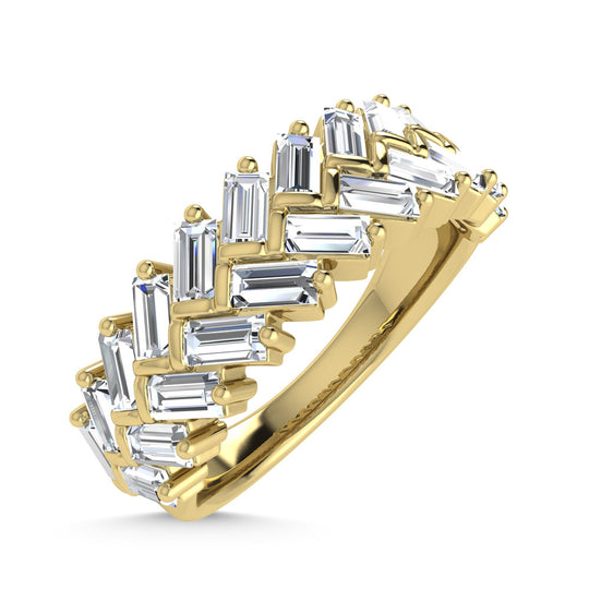 Diamante de oro amarillo de 14 quilates de 1/3 qt. Dos. Banda de m√°quina para hombre