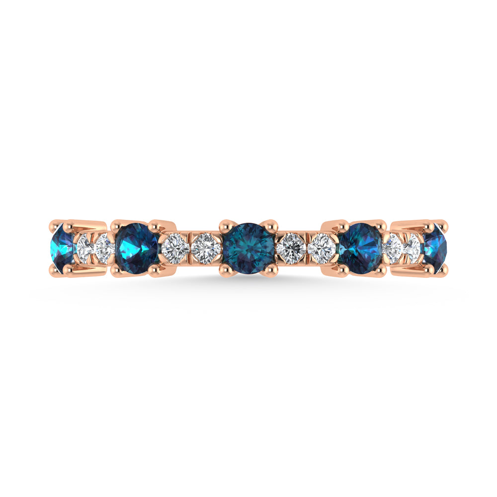 14K Rose Gold Diamond 5/8 ct. Two. Alternative Diamond and Alexandrite Stackable Wedding Band