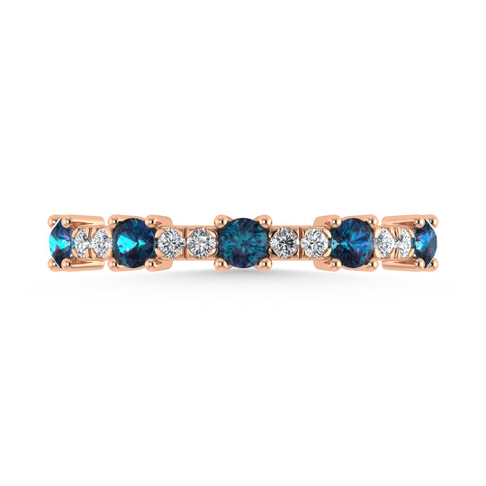 14K Rose Gold Diamond 5/8 ct. Two. Alternative Diamond and Alexandrite Stackable Wedding Band