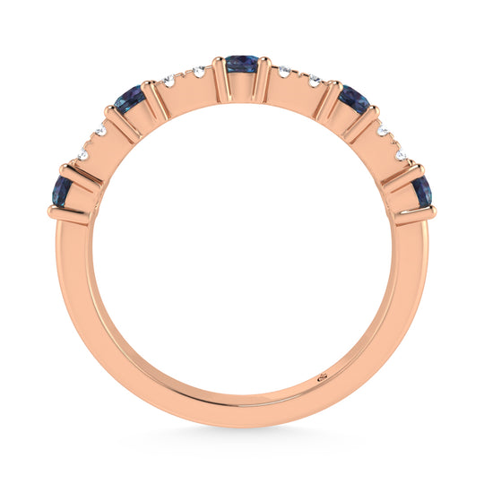 14K Rose Gold Diamond 5/8 ct. Two. Alternative Diamond and Alexandrite Stackable Wedding Band