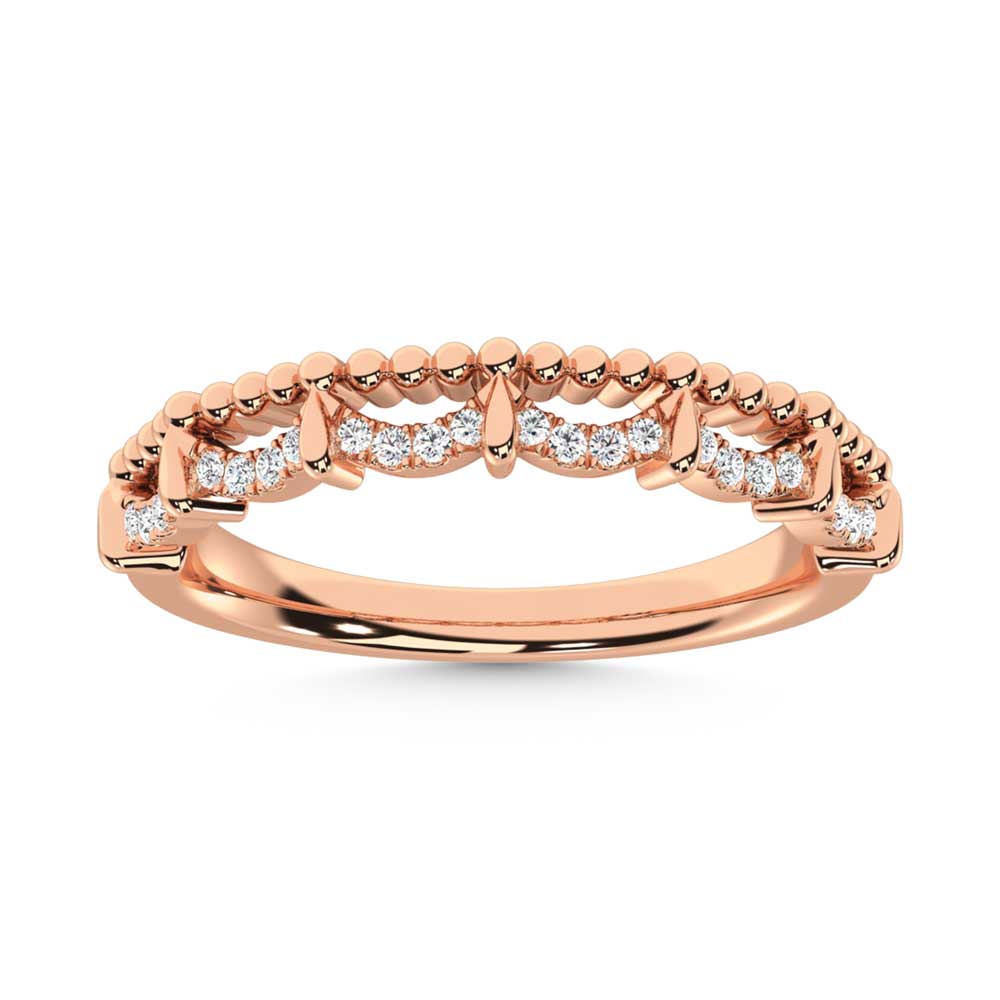 14K Rose Gold Diamond 1/10ct. Two. Stackable band