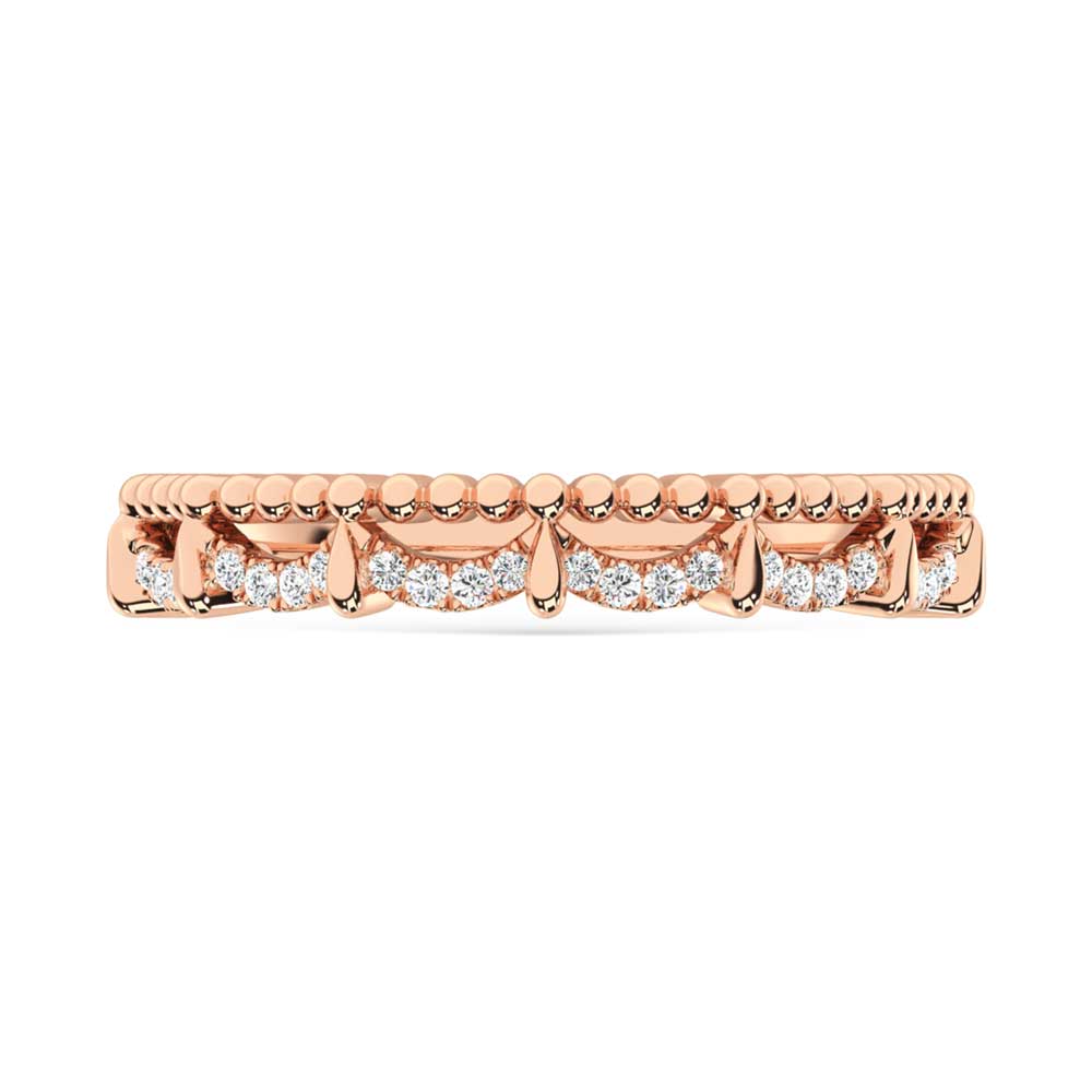 14K Rose Gold Diamond 1/10ct. Two. Stackable band