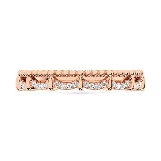 14K Rose Gold Diamond 1/10ct. Two. Stackable band
