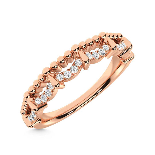 14K Rose Gold Diamond 1/10ct. Two. Stackable band
