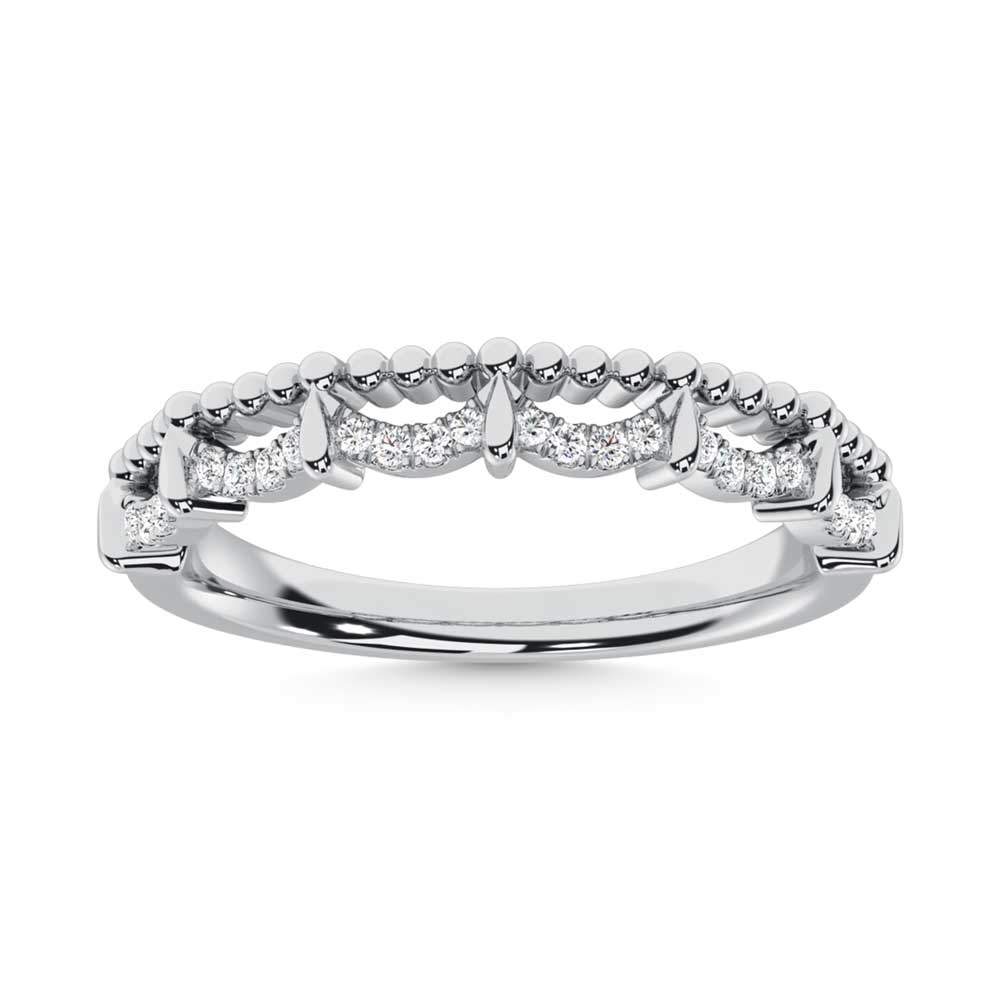 10K White Gold 1/10 ct Diamond Two Stackable Band
