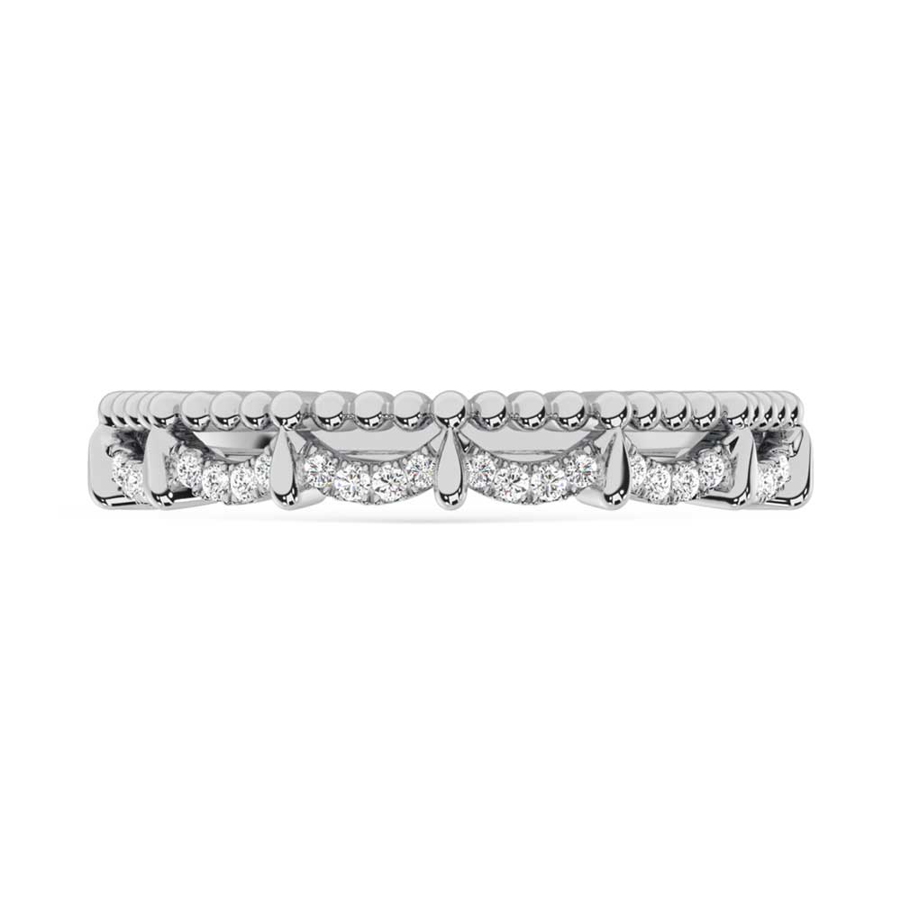 10K White Gold 1/10 ct Diamond Two Stackable Band