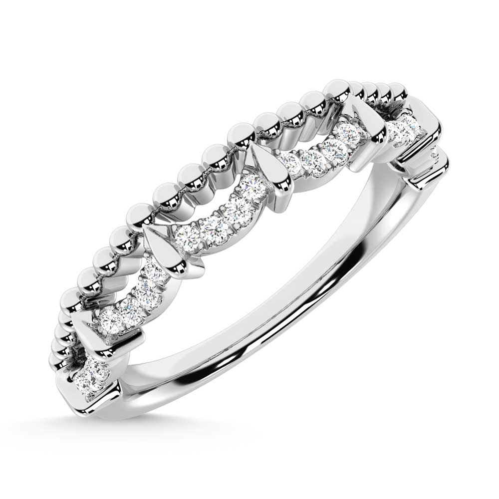 10K White Gold 1/10 ct Diamond Two Stackable Band