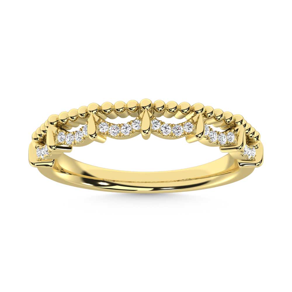 Diamante de oro amarillo de 10 quilates de 1/10 qt. Dos. Banda apilable