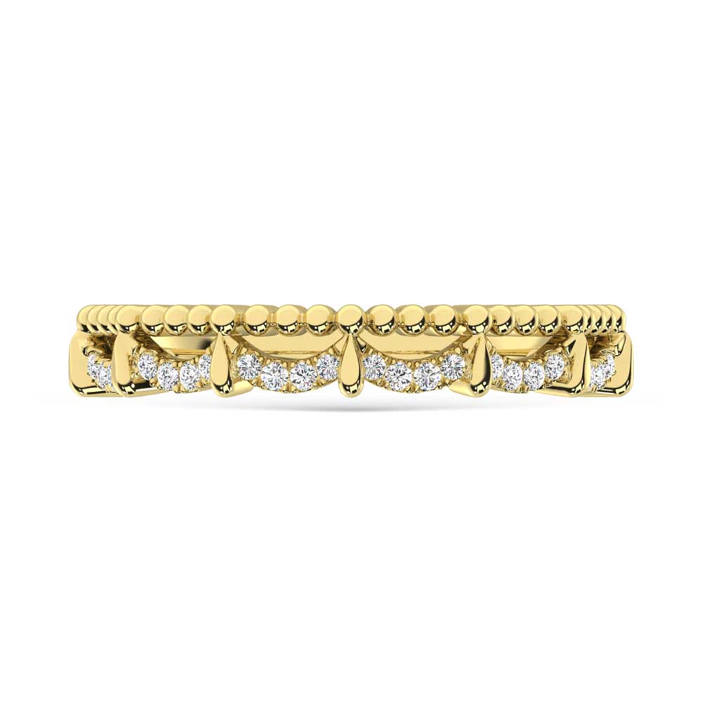 Diamante de oro amarillo de 10 quilates de 1/10 qt. Dos. Banda apilable