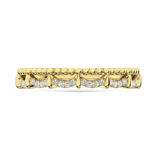 Diamante de oro amarillo de 10 quilates de 1/10 qt. Dos. Banda apilable