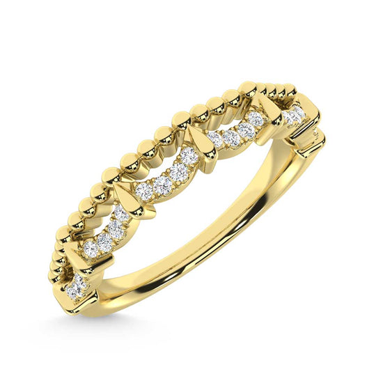 Diamante de oro amarillo de 10 quilates de 1/10 qt. Dos. Banda apilable