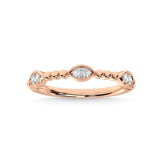 Diamante en oro rosa de 14 quilates de 1/10 quilates total. Banda apilable