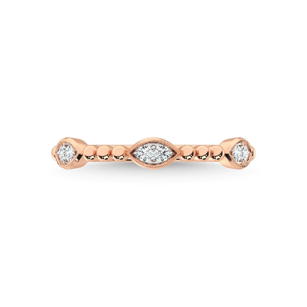 Diamante en oro rosa de 14 quilates de 1/10 quilates total. Banda apilable