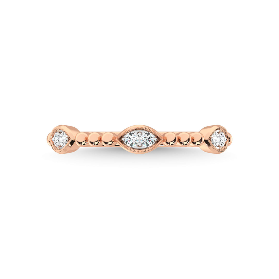 Diamante en oro rosa de 14 quilates de 1/10 quilates total. Banda apilable