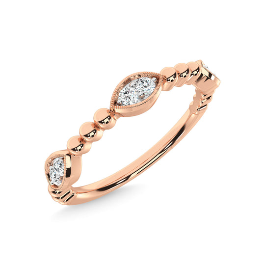Diamante en oro rosa de 14 quilates de 1/10 quilates total. Banda apilable
