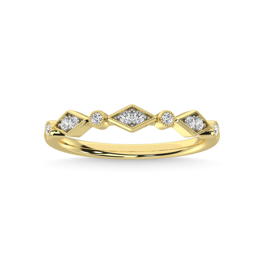 Diamante de oro amarillo de 14 quilates de 1/8 quilates total. Banda apilable