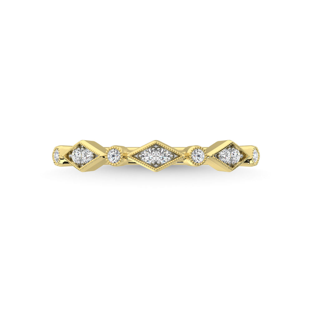 Diamante de oro amarillo de 14 quilates de 1/8 quilates total. Banda apilable