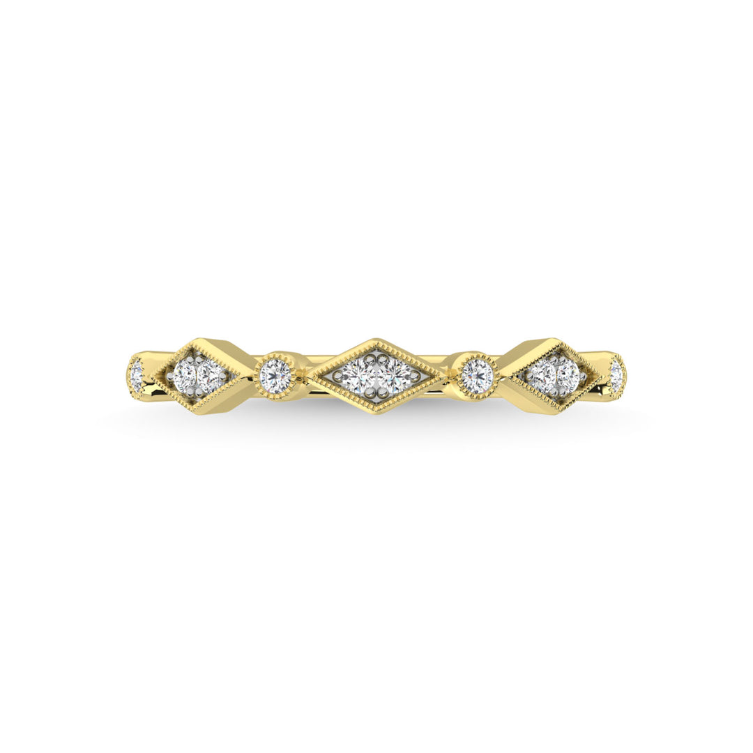 Diamante de oro amarillo de 14 quilates de 1/8 quilates total. Banda apilable