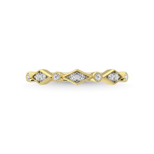 Diamante de oro amarillo de 14 quilates de 1/8 quilates total. Banda apilable