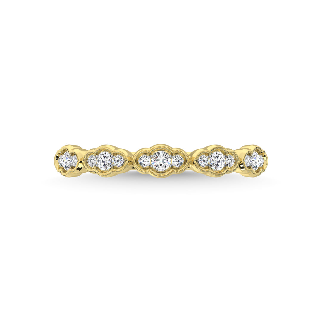 Diamante de oro amarillo de 14 quilates de 1/5 quilates total. Banda apilable