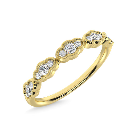 Diamante de oro amarillo de 14 quilates de 1/5 quilates total. Banda apilable