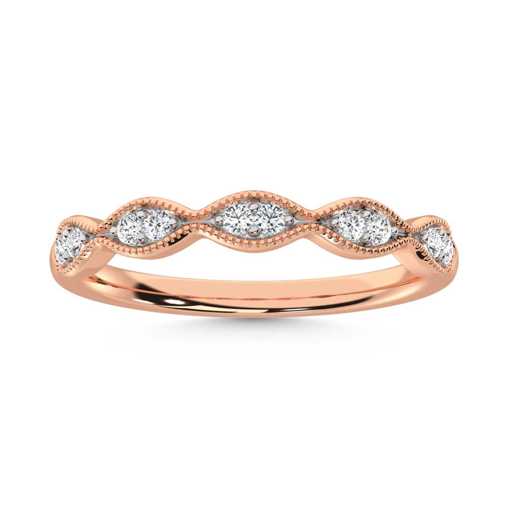 Diamante de oro rosa de 14 quilates de 1/6 qt. Dos. Banda apilable