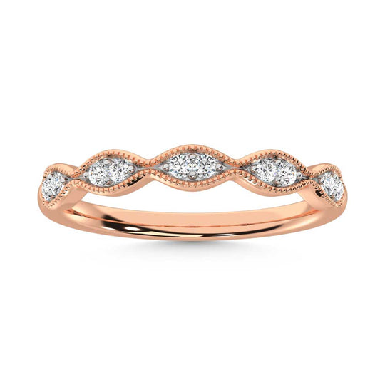 Diamante de oro rosa de 14 quilates de 1/6 qt. Dos. Banda apilable