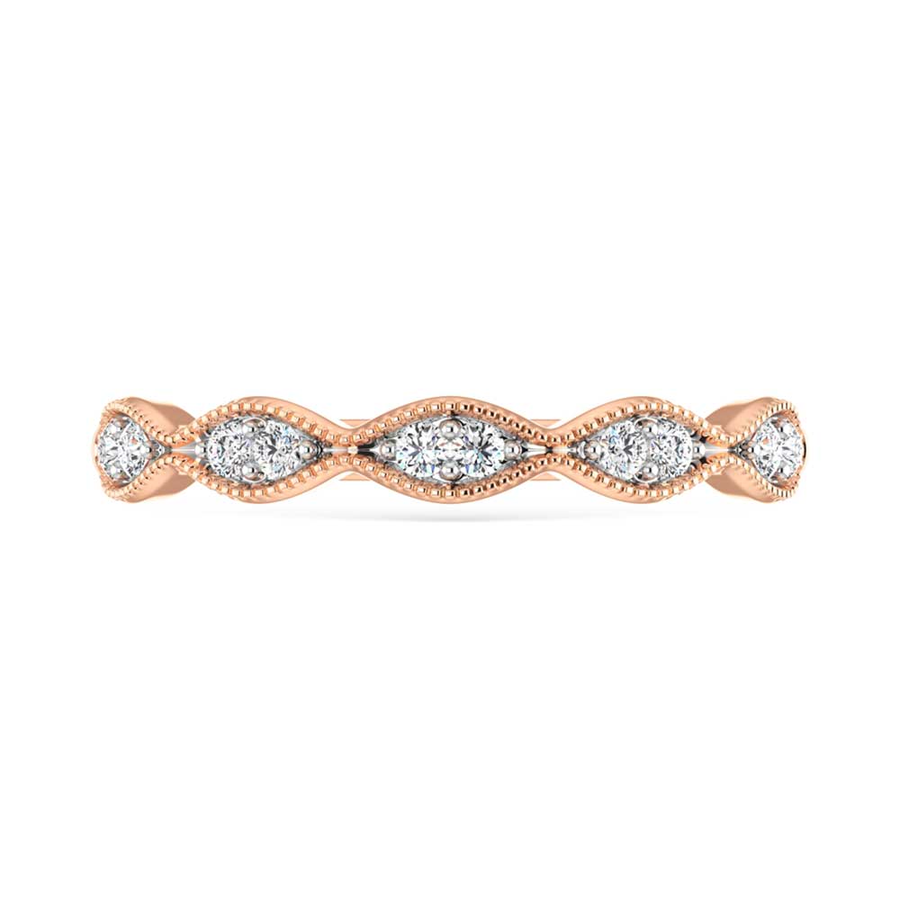 Diamante de oro rosa de 14 quilates de 1/6 qt. Dos. Banda apilable