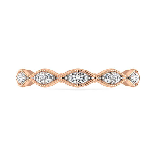 Diamante de oro rosa de 14 quilates de 1/6 qt. Dos. Banda apilable