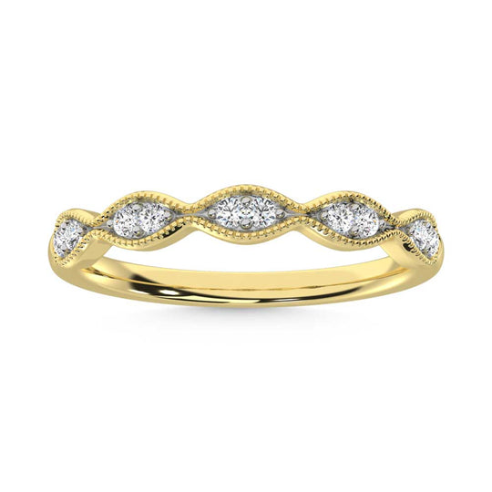 Diamante de oro amarillo de 14 quilates de 1/6 qt. Dos. Banda apilable