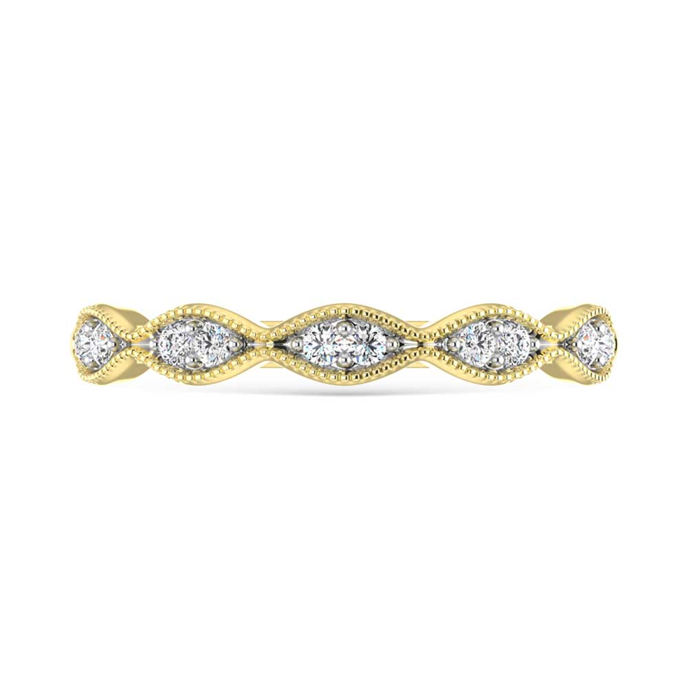 Diamante de oro amarillo de 14 quilates de 1/6 qt. Dos. Banda apilable