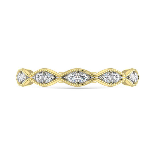 Diamante de oro amarillo de 14 quilates de 1/6 qt. Dos. Banda apilable