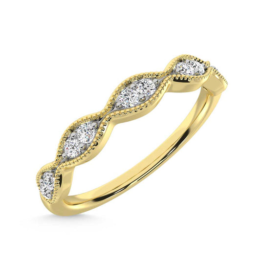 Diamante de oro amarillo de 14 quilates de 1/6 qt. Dos. Banda apilable