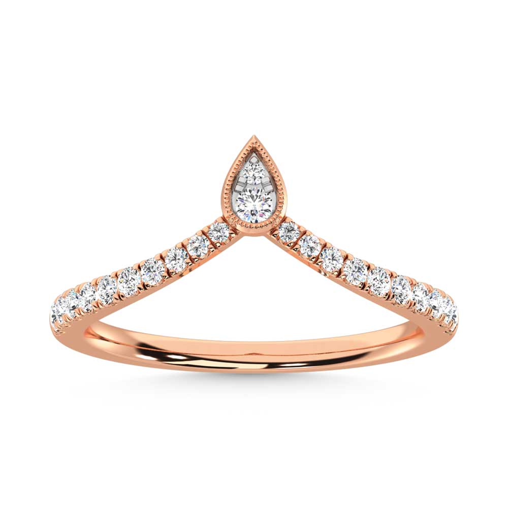 Diamante de oro rosa de 14 quilates de 1/4 qt. Dos. Banda de chevr√≥n
