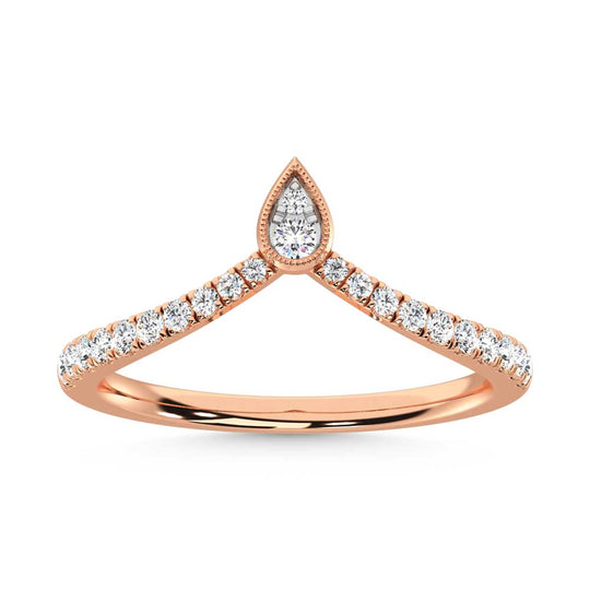 Diamante de oro rosa de 14 quilates de 1/4 qt. Dos. Banda de chevr√≥n