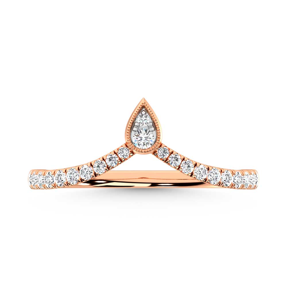 Diamante de oro rosa de 14 quilates de 1/4 qt. Dos. Banda de chevr√≥n
